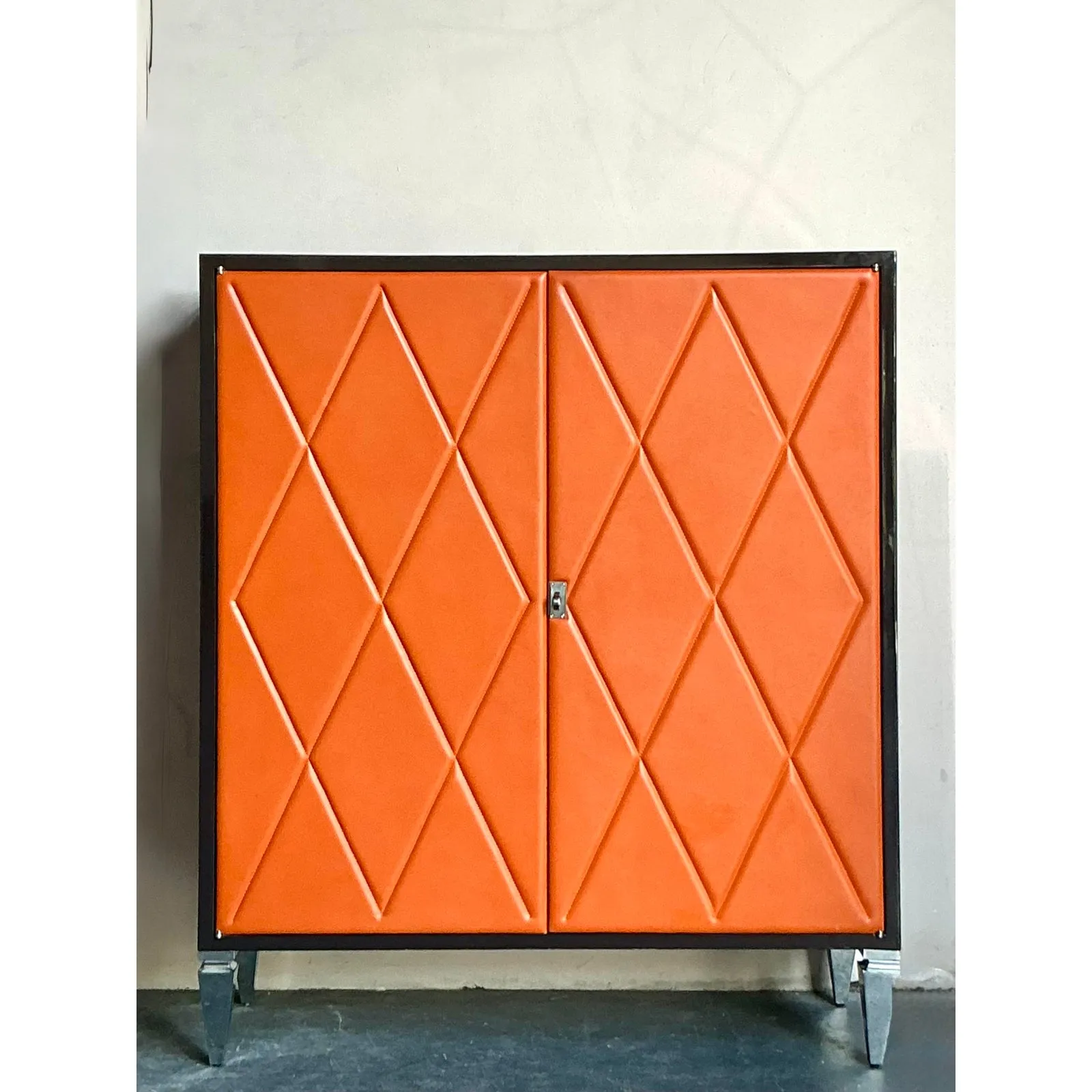 Vintage Boho Elitis Harlequin Leather Cabinet — additional photo 4