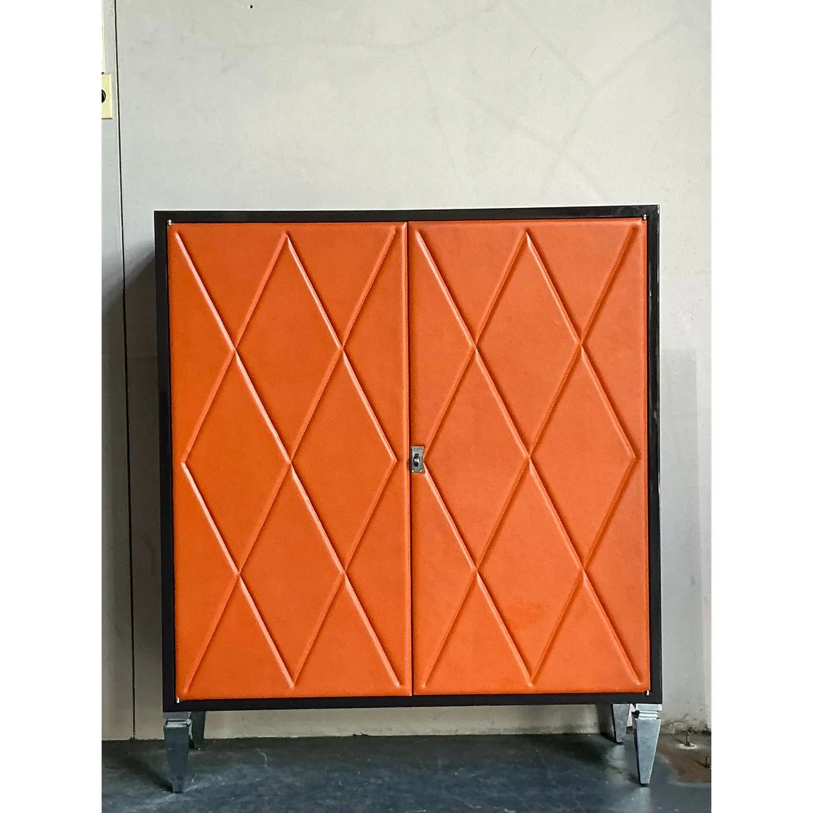 Vintage Boho Elitis Harlequin Leather Cabinet — additional photo 3