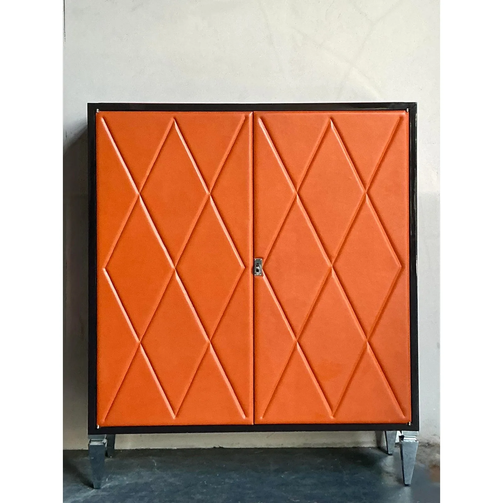 Vintage Boho Elitis Harlequin Leather Cabinet — additional photo 2