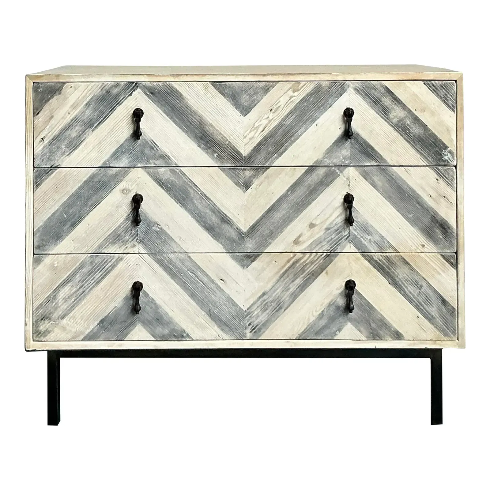 Vintage Boho Whitewash Chevron Chest of Drawers — additional photo 2