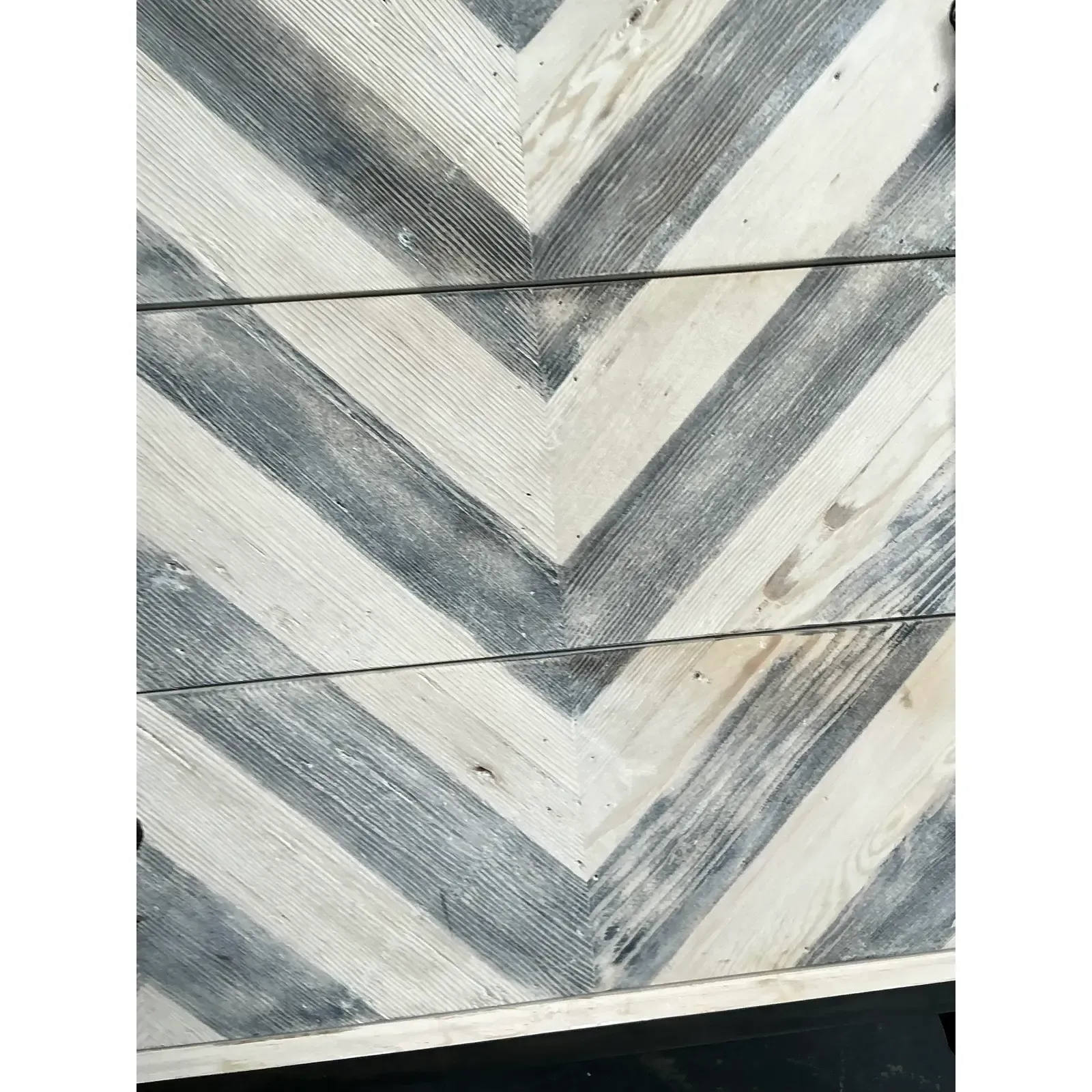 Vintage Boho Whitewash Chevron Chest of Drawers — additional photo 1