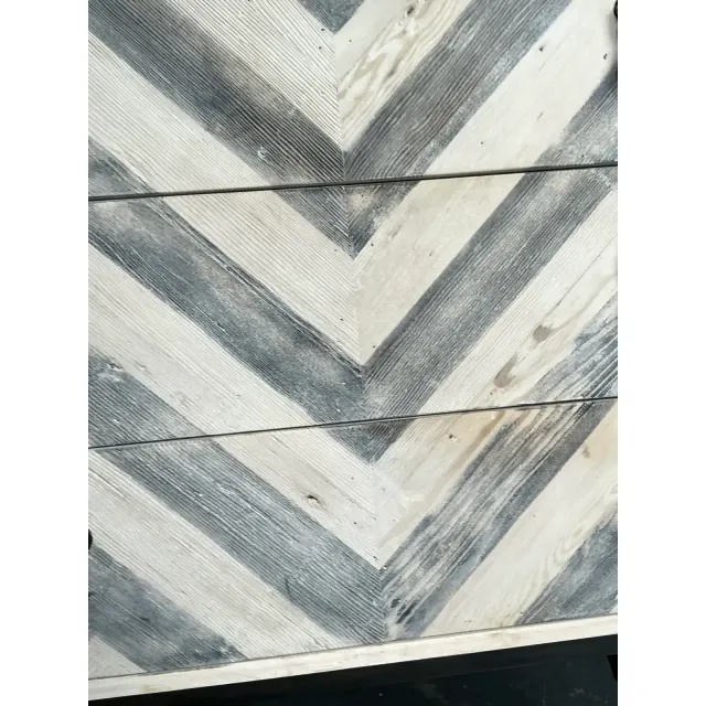 Vintage Boho Whitewash Chevron Chest of Drawers — additional photo 1