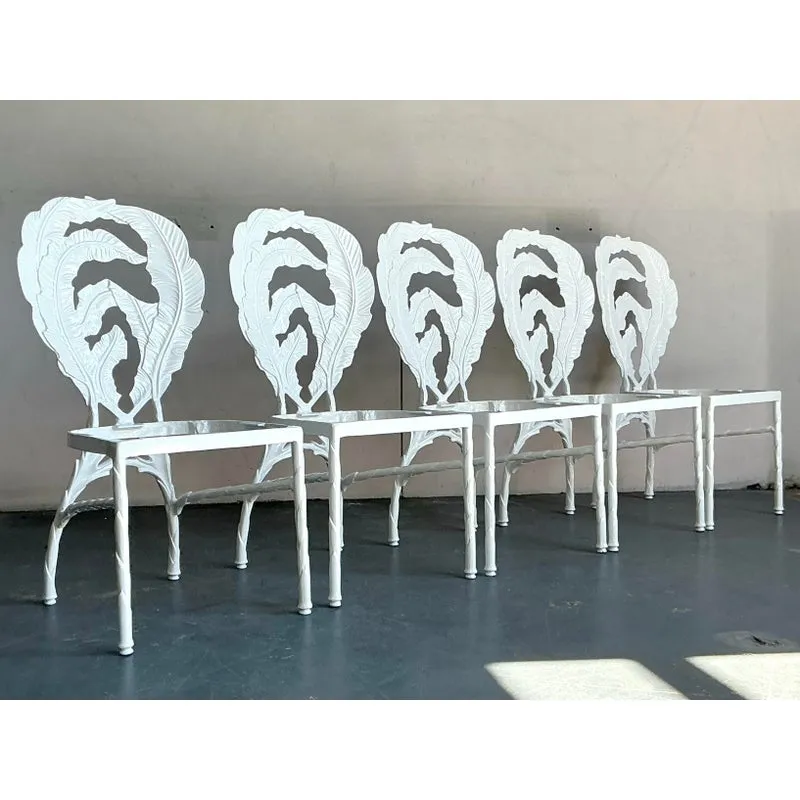 Vintage Regency Cast Aluminum Banana Leaf Dining Chairs -Set of 5 — additional photo 4