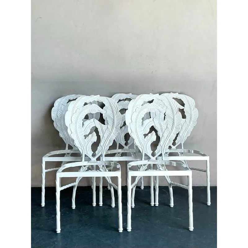 Vintage Regency Cast Aluminum Banana Leaf Dining Chairs -Set of 5 — additional photo 5