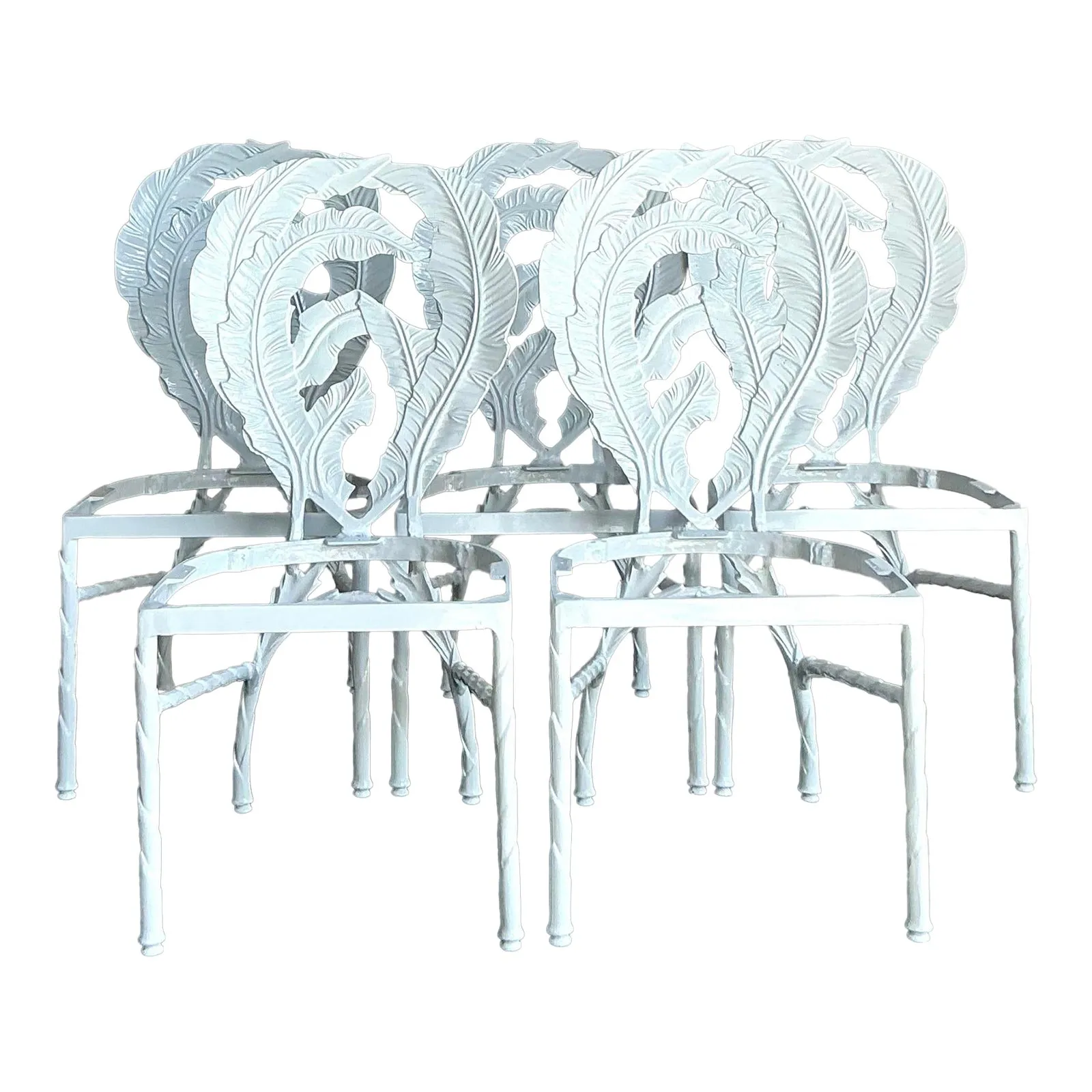 Vintage Regency Cast Aluminum Banana Leaf Dining Chairs -Set of 5 — additional photo 1