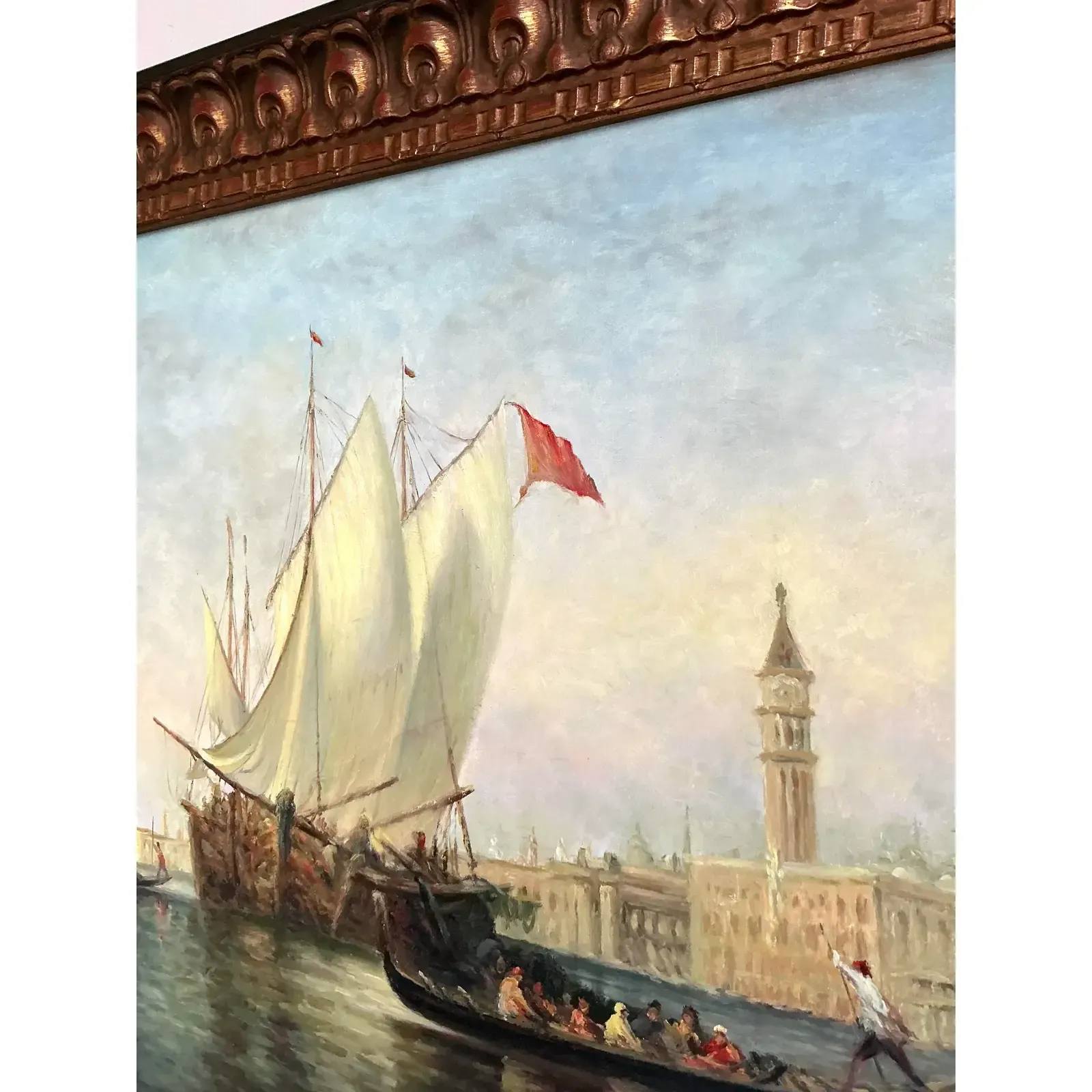 Vintage Regency Original Oil Seascape on Canvas — additional photo 6