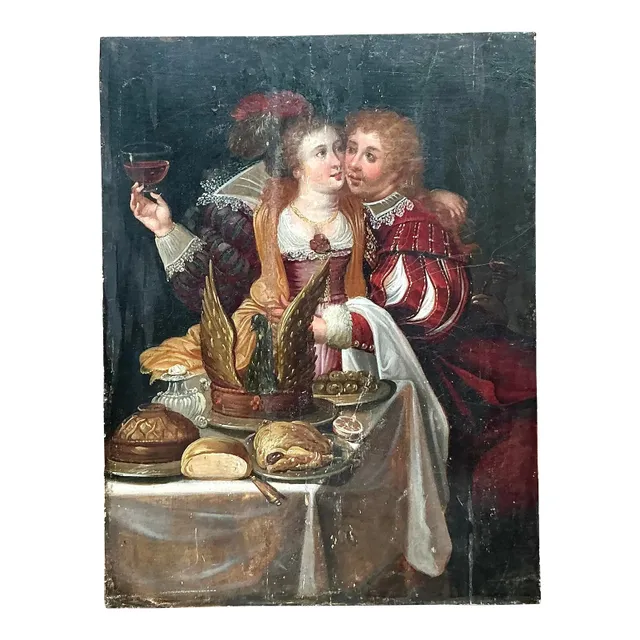 Vintage Boho 19th Century Figural Painting on Board — additional photo 1