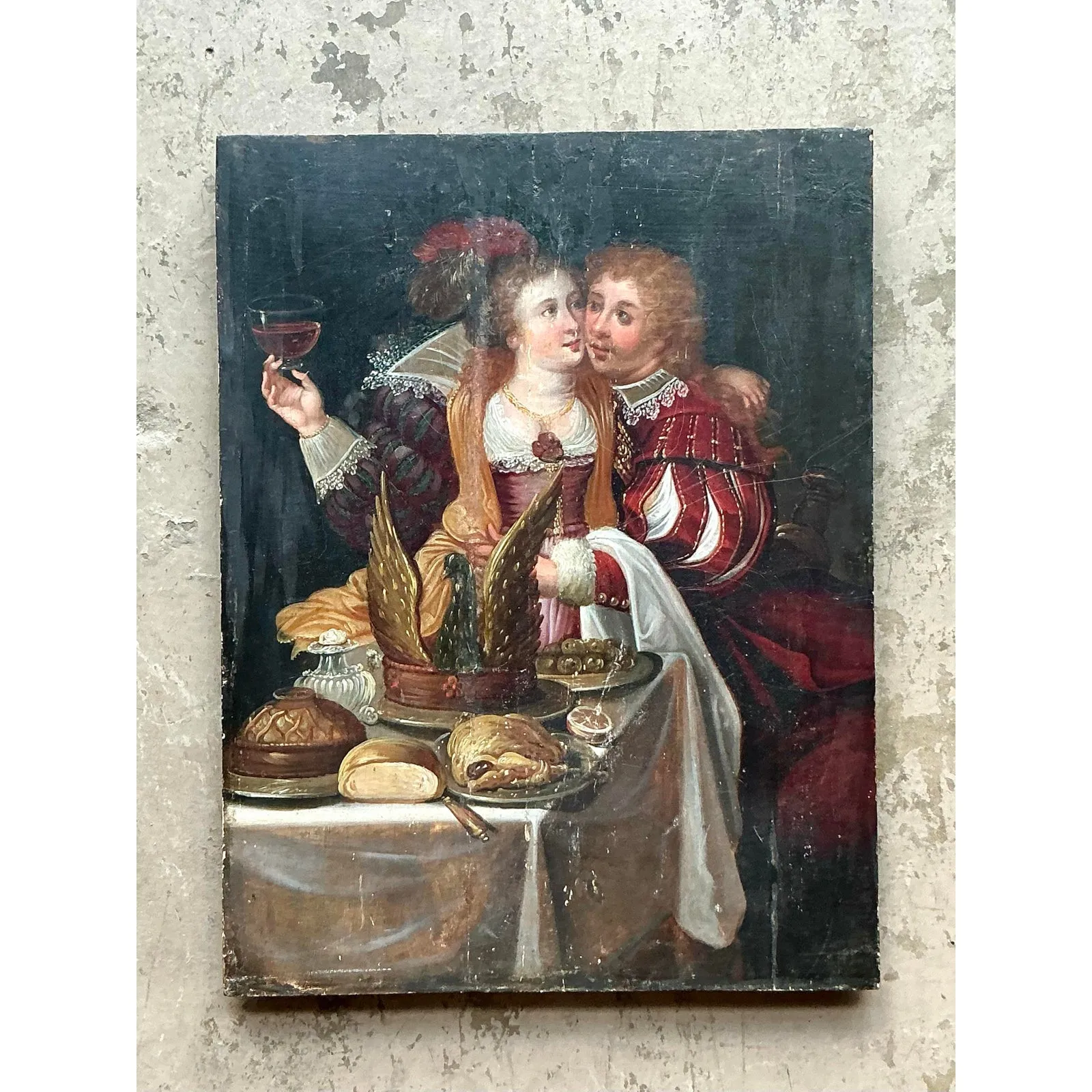 Vintage Boho 19th Century Figural Painting on Board — additional photo 4