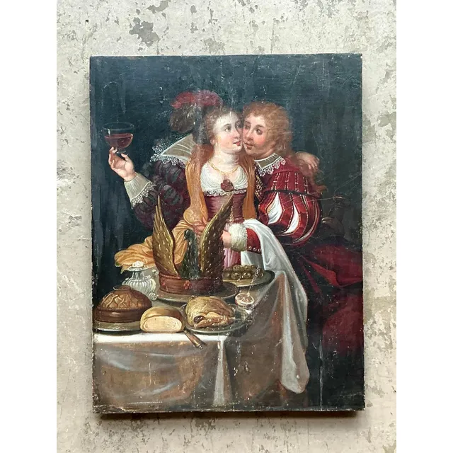 Vintage Boho 19th Century Figural Painting on Board — additional photo 4