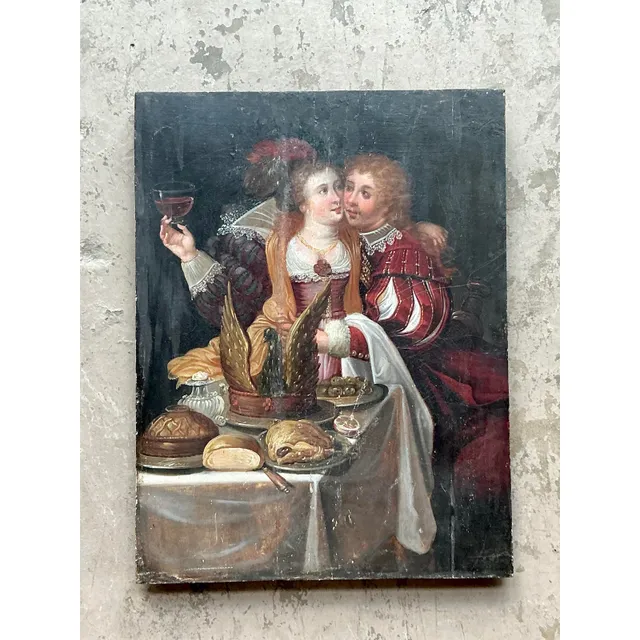 Vintage Boho 19th Century Figural Painting on Board — additional photo 6