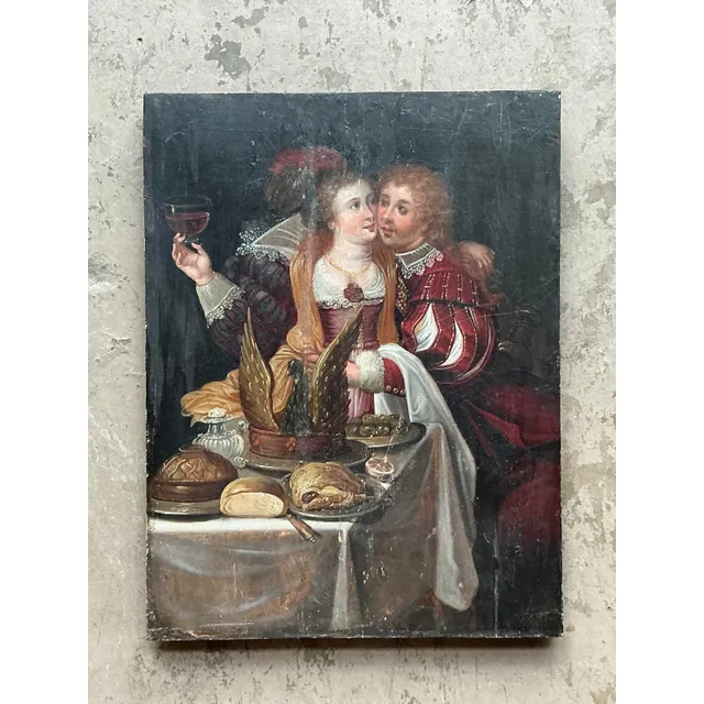 Vintage Boho 19th Century Figural Painting on Board — additional photo 7