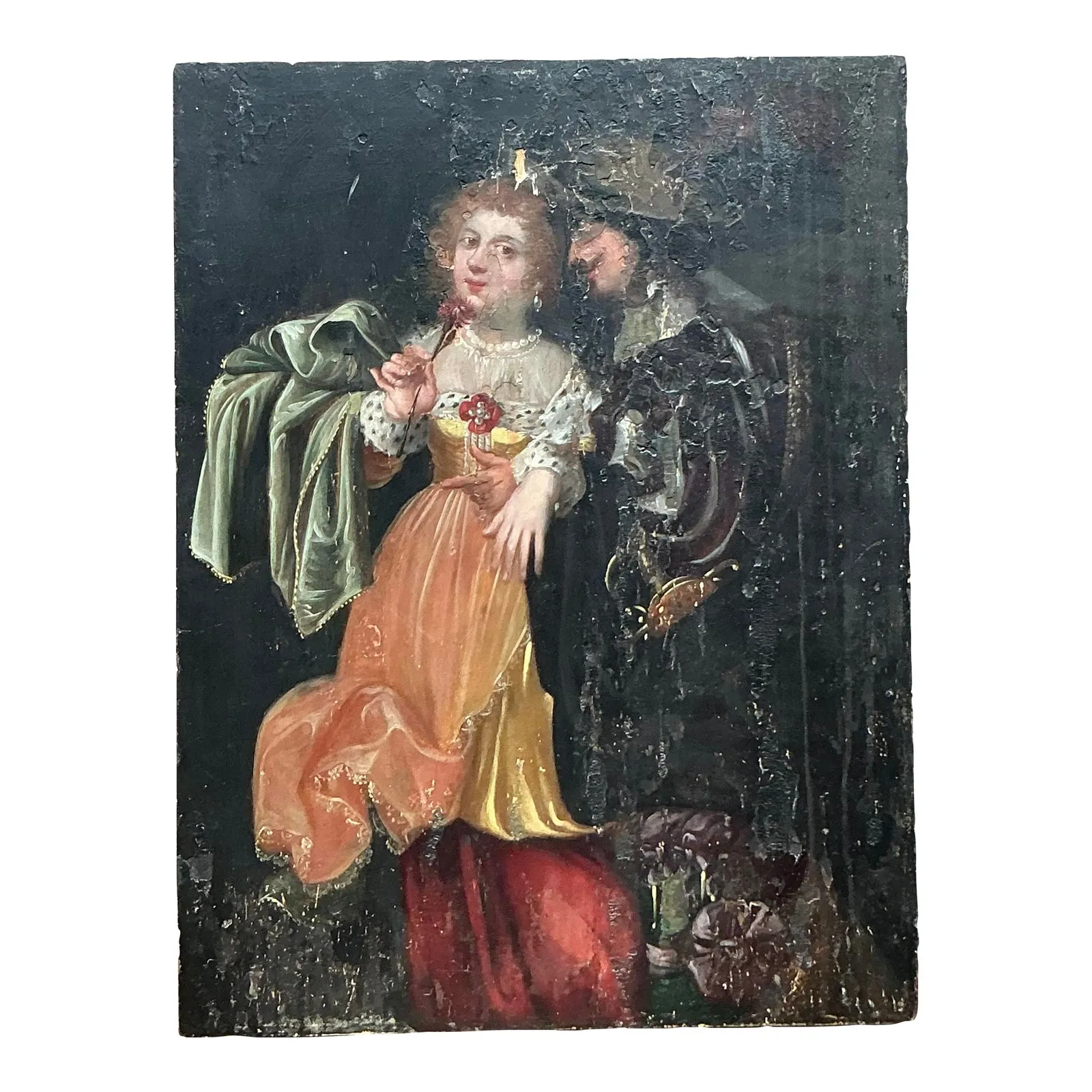 Vintage Boho 19th Century Figural on Board - Wood, 19W x 25.25H — additional photo 1