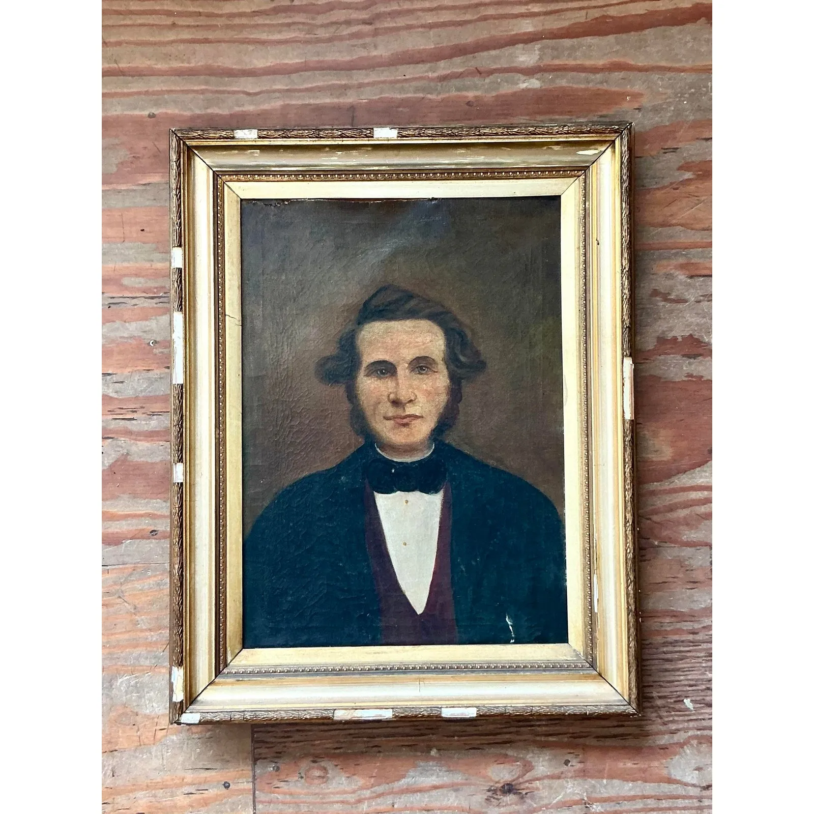 Vintage Boho 19th Century Folk Art Portrait of Man — additional photo 5