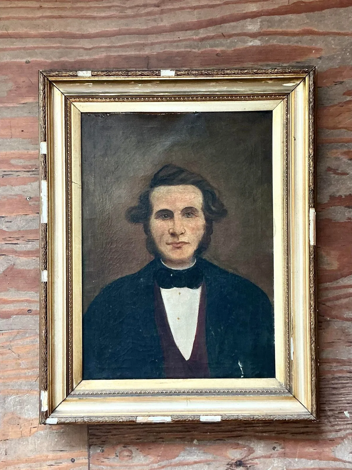 Vintage Boho 19th Century Folk Art Portrait of Man — additional photo 7