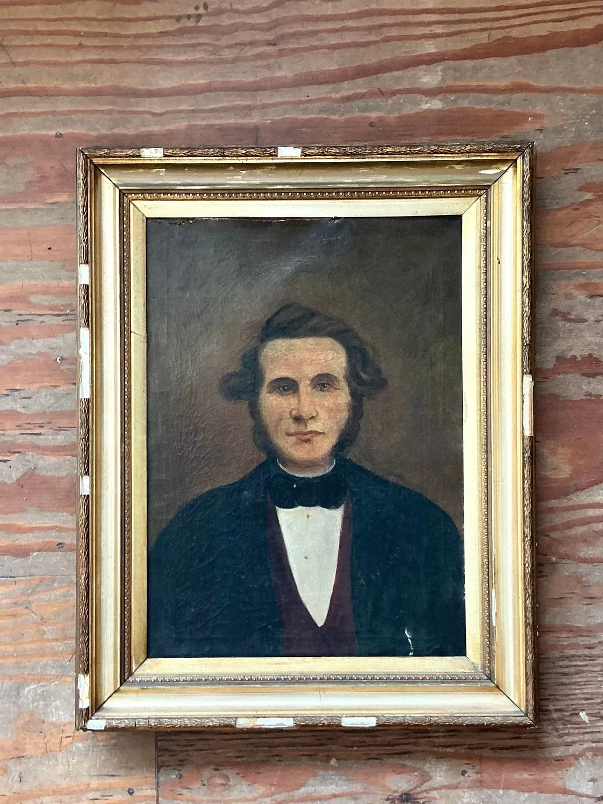 Vintage Boho 19th Century Folk Art Portrait of Man — additional photo 8