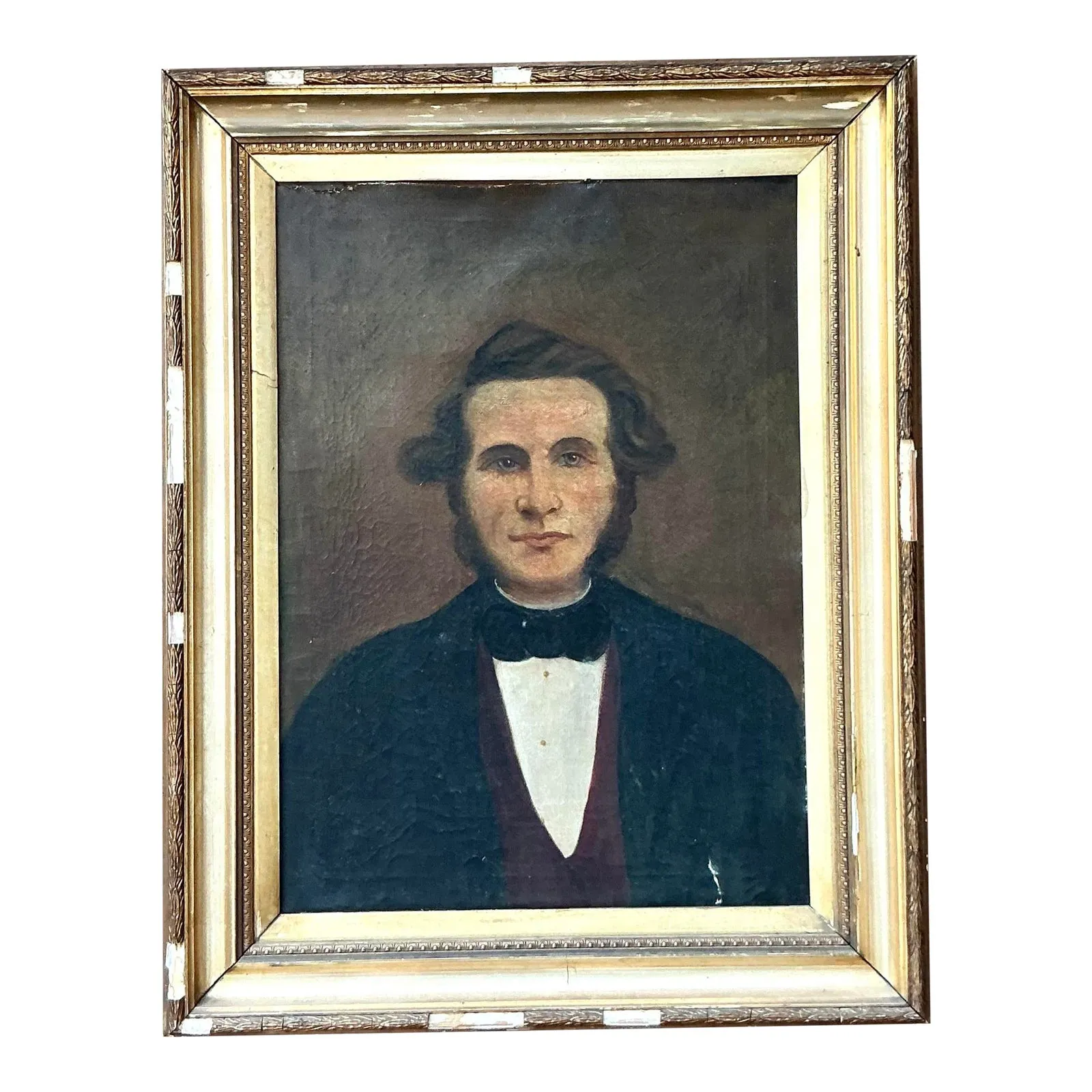 Vintage Boho 19th Century Folk Art Portrait of Man — additional photo 8