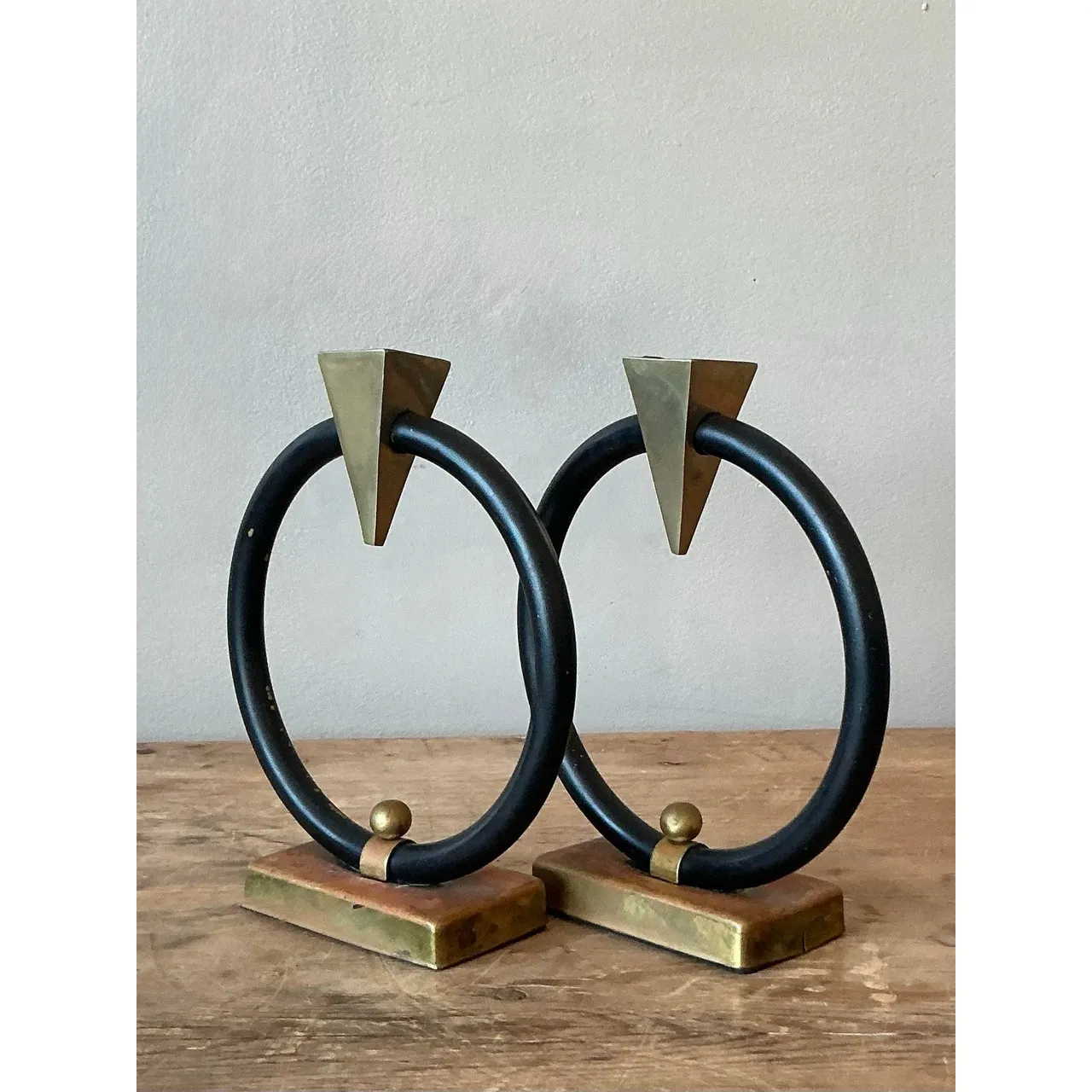 Vintage Postmodern Ring Candleholders - A Pair