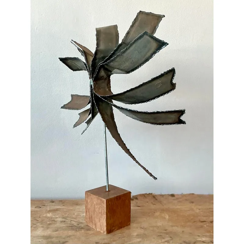 Vintage Boho Torch Cut Metal Bands Sculpture — additional photo 2