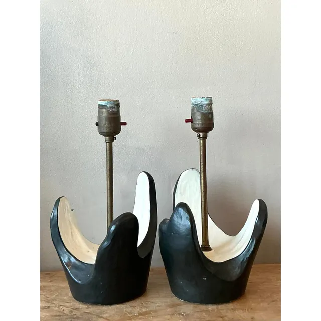 Vintage MCM Plaster Abstract Lamps - A Pair — additional photo 3