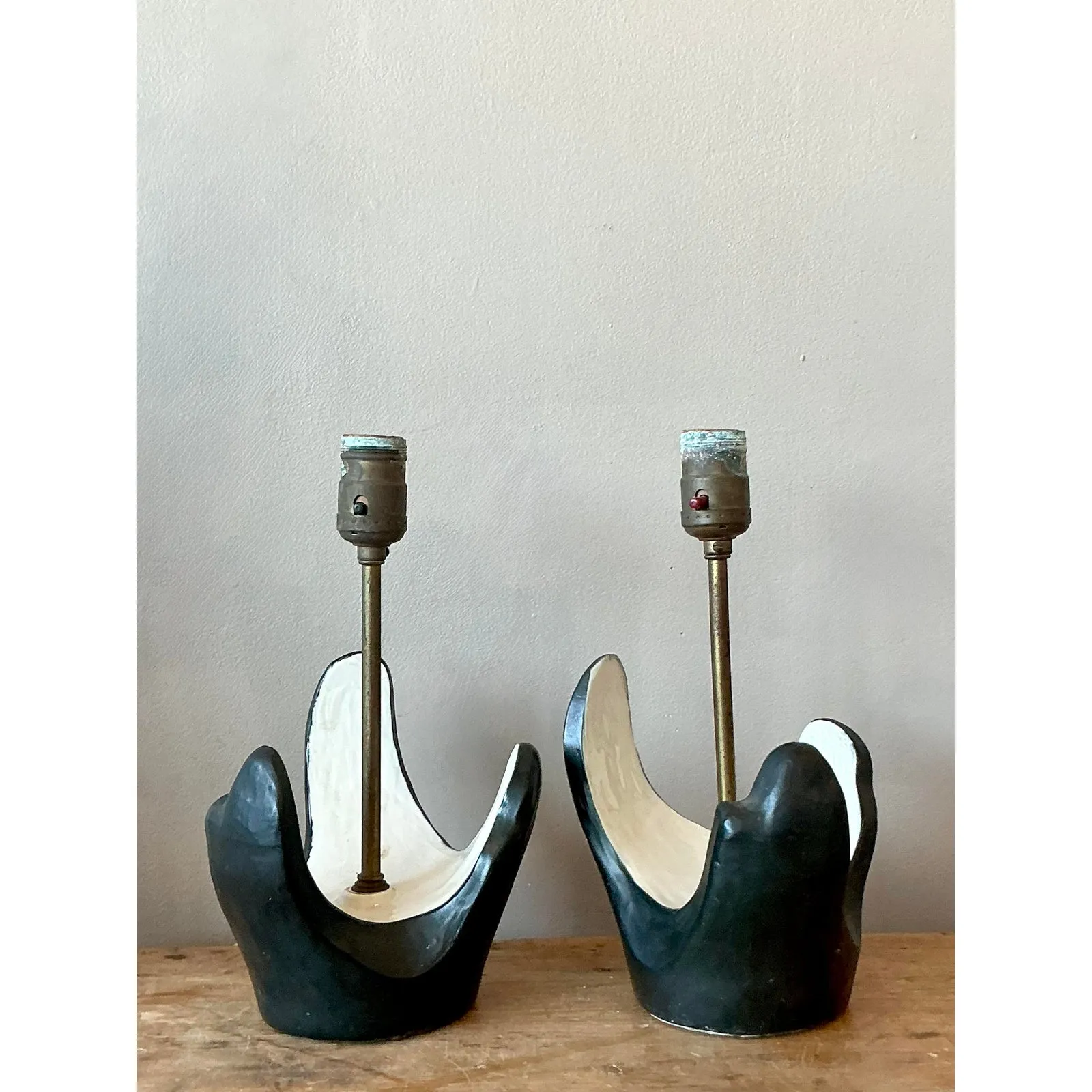 Vintage MCM Plaster Abstract Lamps - A Pair — additional photo 5