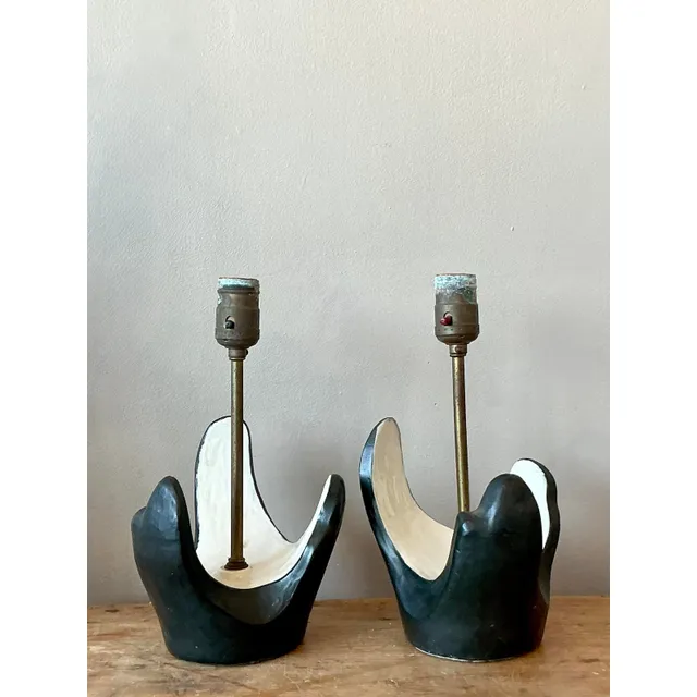 Vintage MCM Plaster Abstract Lamps - A Pair — additional photo 5