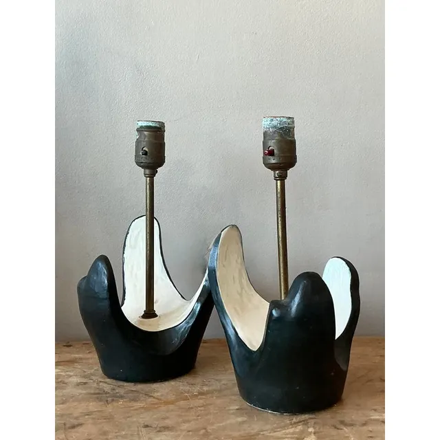 Vintage MCM Plaster Abstract Lamps - A Pair — additional photo 6