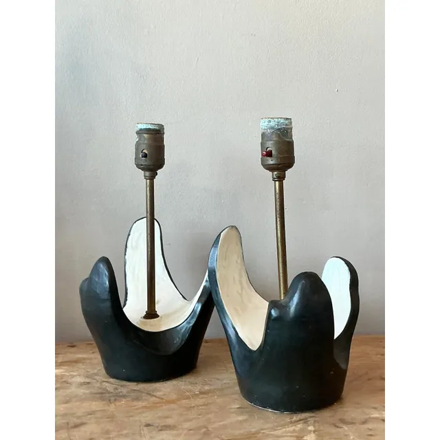 Vintage MCM Plaster Abstract Lamps - A Pair — additional photo 2