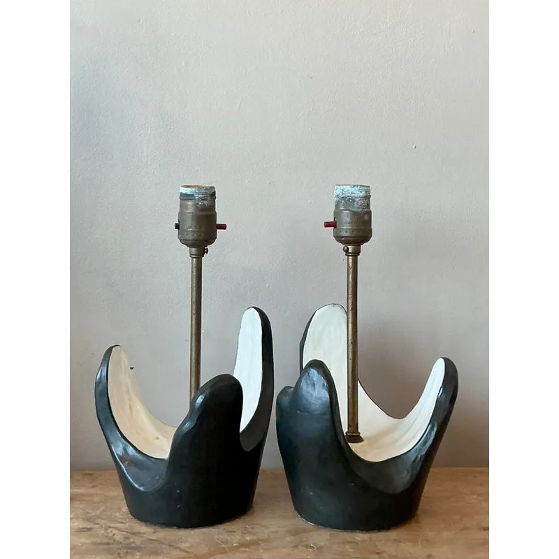 Vintage MCM Plaster Abstract Lamps - A Pair — additional photo 8