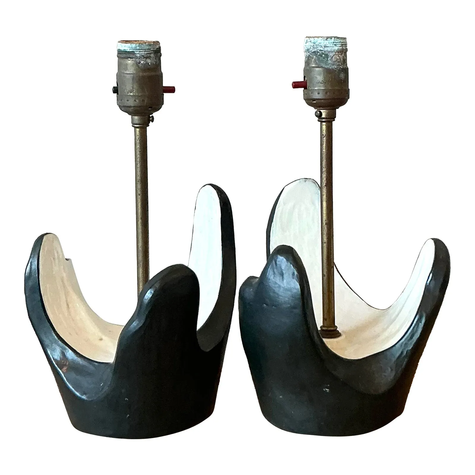 Vintage MCM Plaster Abstract Lamps - A Pair — additional photo 1