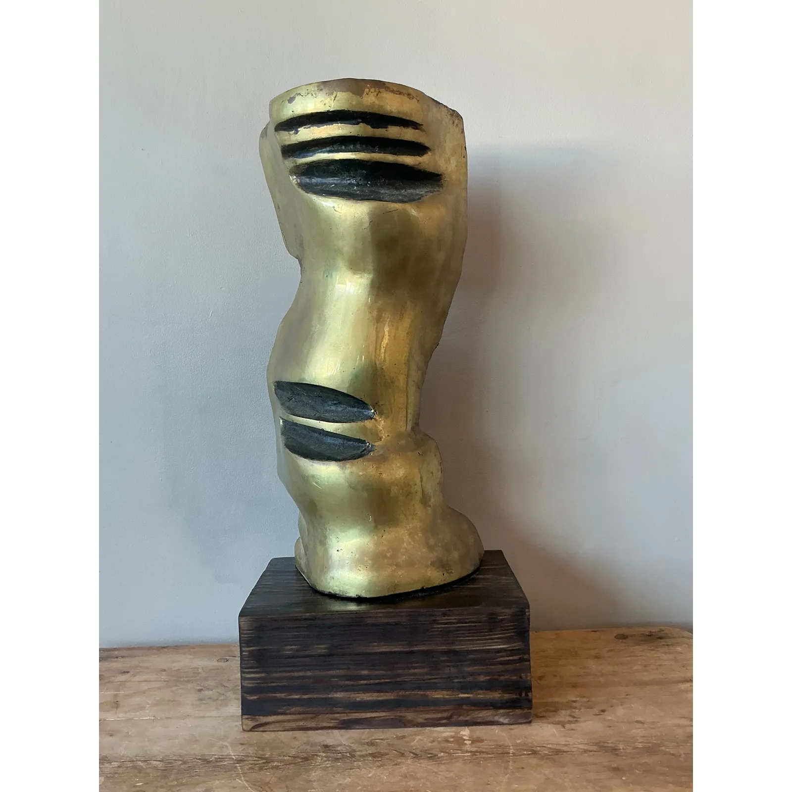 Vintage Boho Abstract Polished Bronze Sculpture — additional photo 3