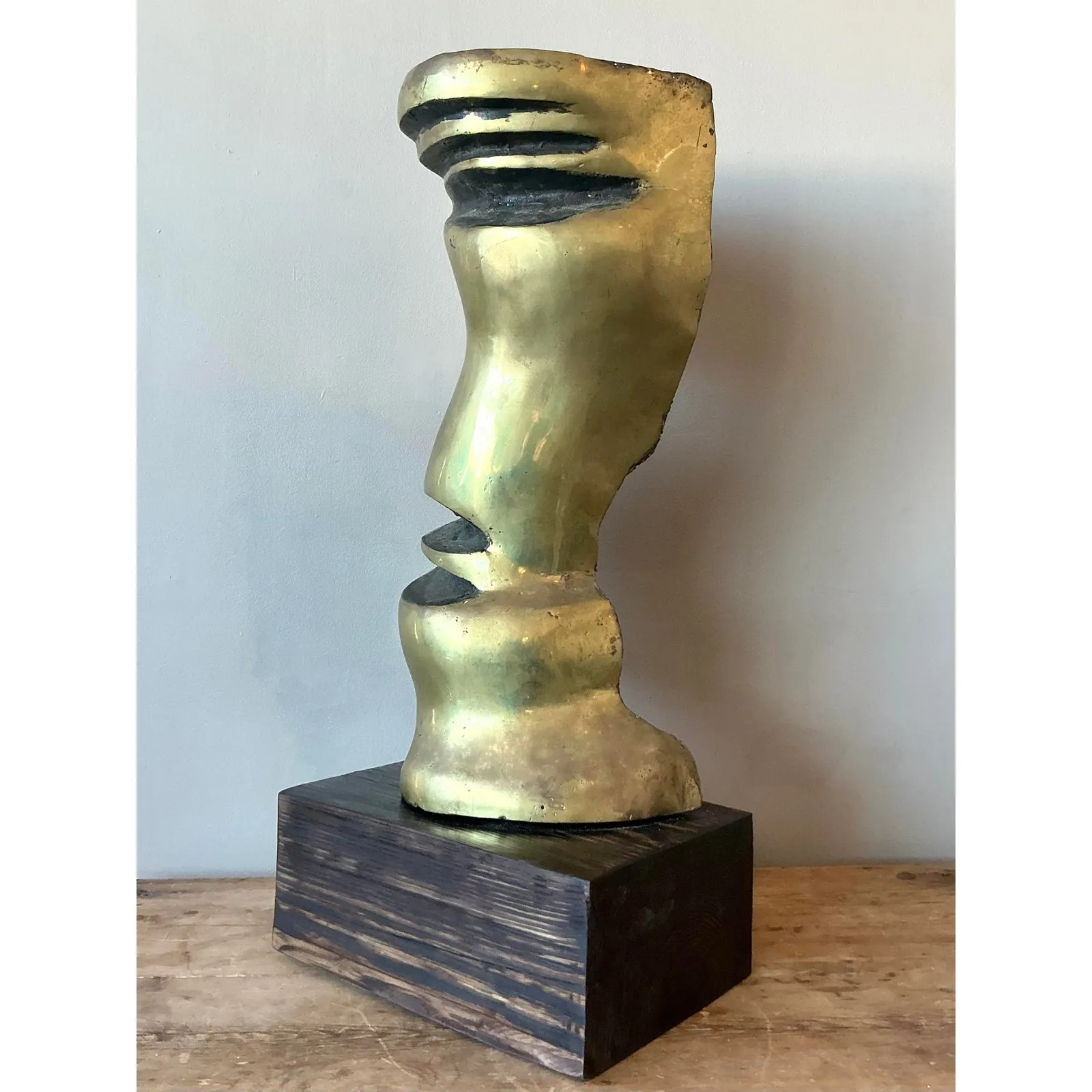 Vintage Boho Abstract Polished Bronze Sculpture — additional photo 6