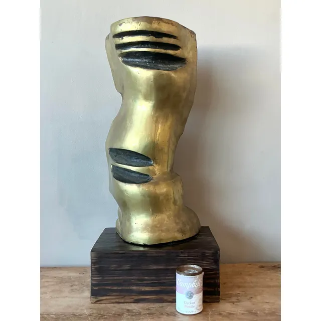 Vintage Boho Abstract Polished Bronze Sculpture — additional photo 4