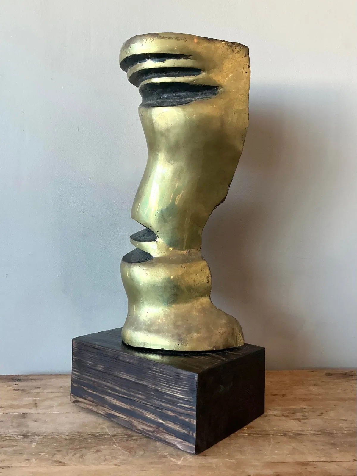 Vintage Boho Abstract Polished Bronze Sculpture — additional photo 7