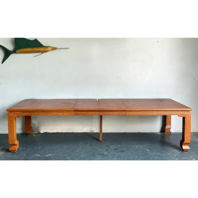 Vintage Boho Grasscloth Ming Extendable Dining Table — additional photo 8