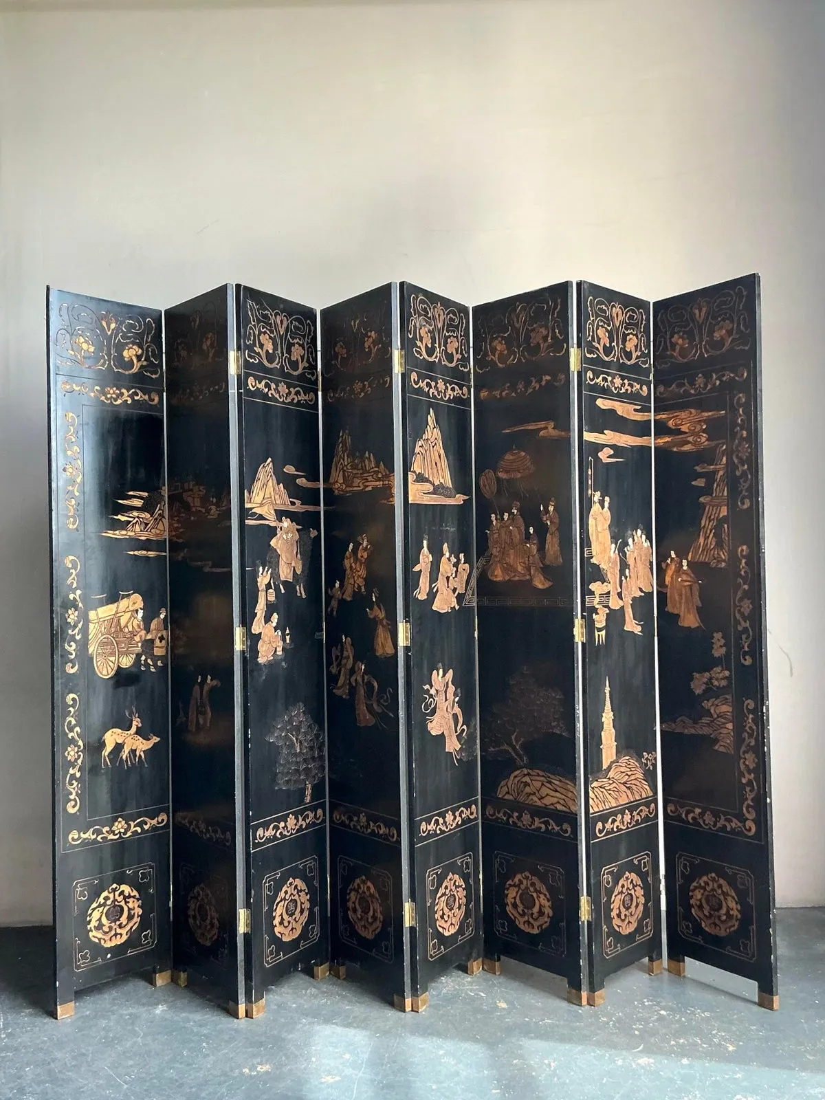 Vintage Asian Monumental 8 Panel Coromandel Screen — additional photo 1
