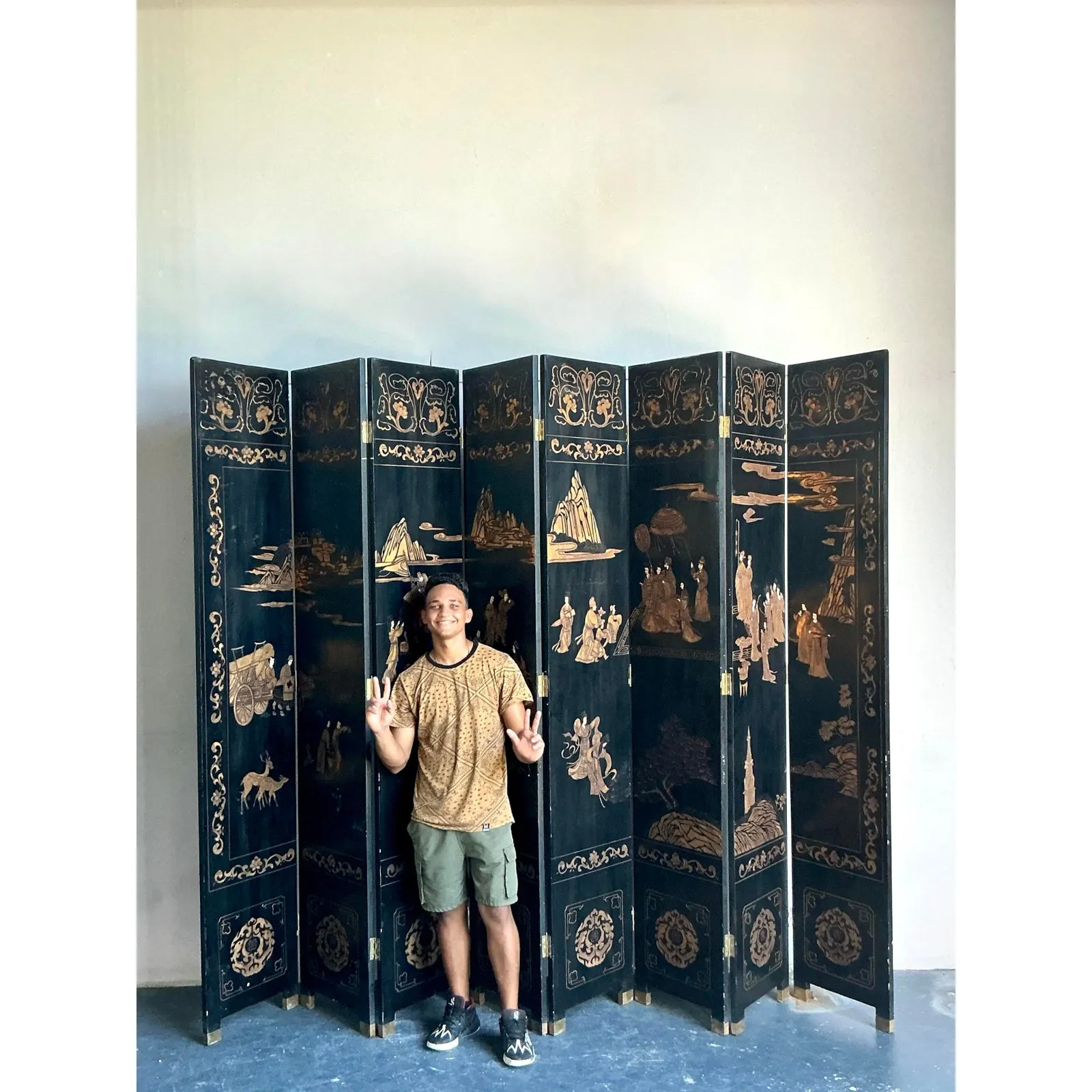 Vintage Asian Monumental 8 Panel Coromandel Screen — additional photo 4