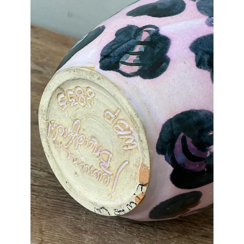 Vintage Boho Hand Painted Glazed Ceramic Vase — additional photo 5