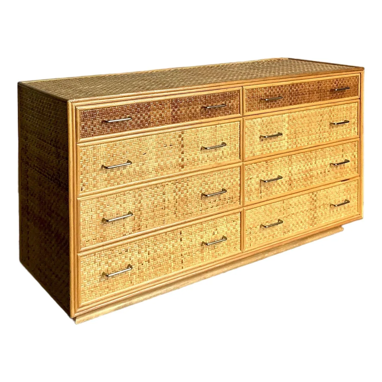 Vintage Boho Woven Rattan Dresser — additional photo 1