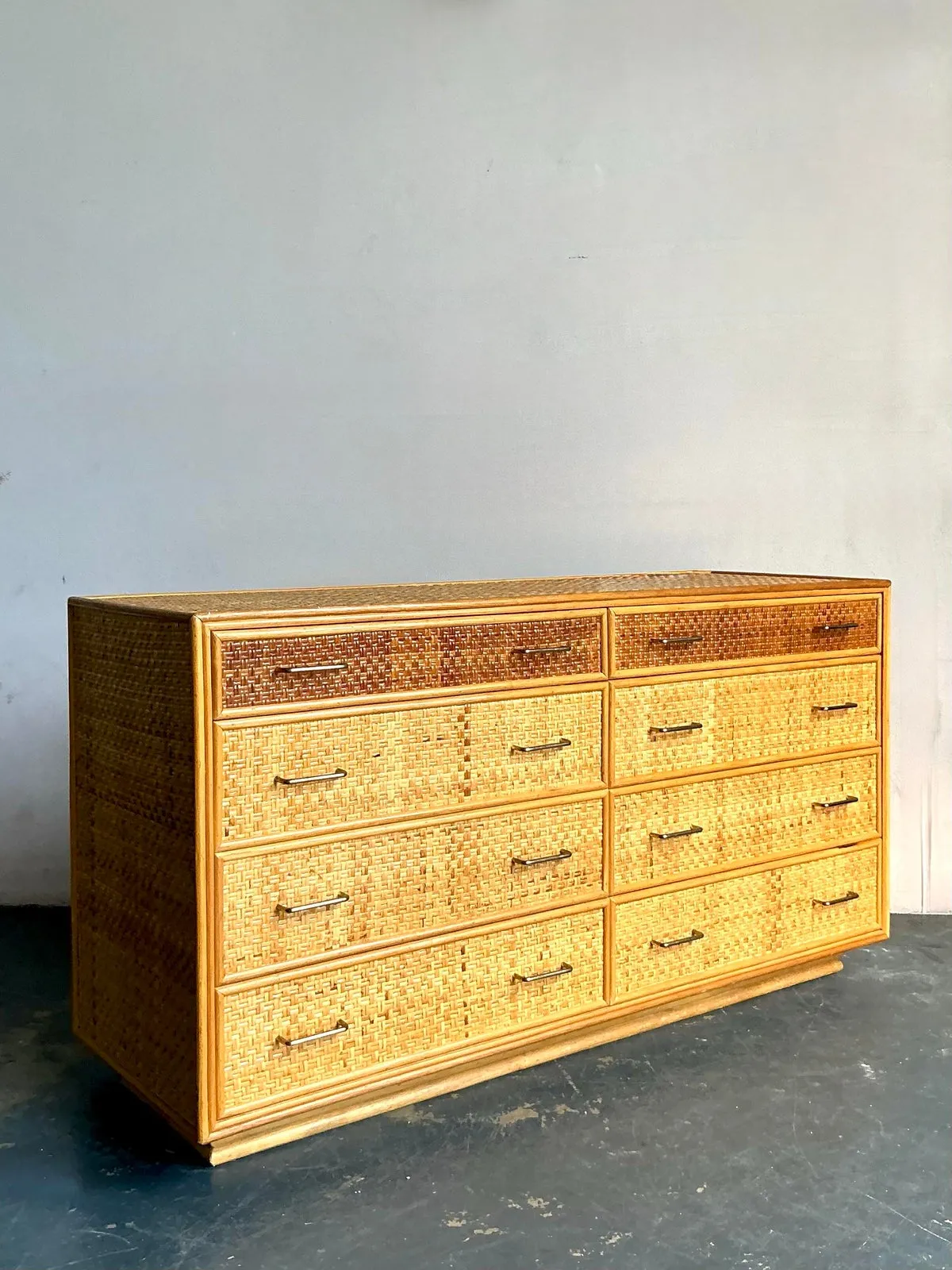 Vintage Boho Woven Rattan Dresser — additional photo 3