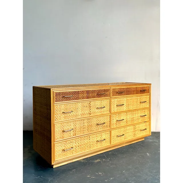 Vintage Boho Woven Rattan Dresser — additional photo 4