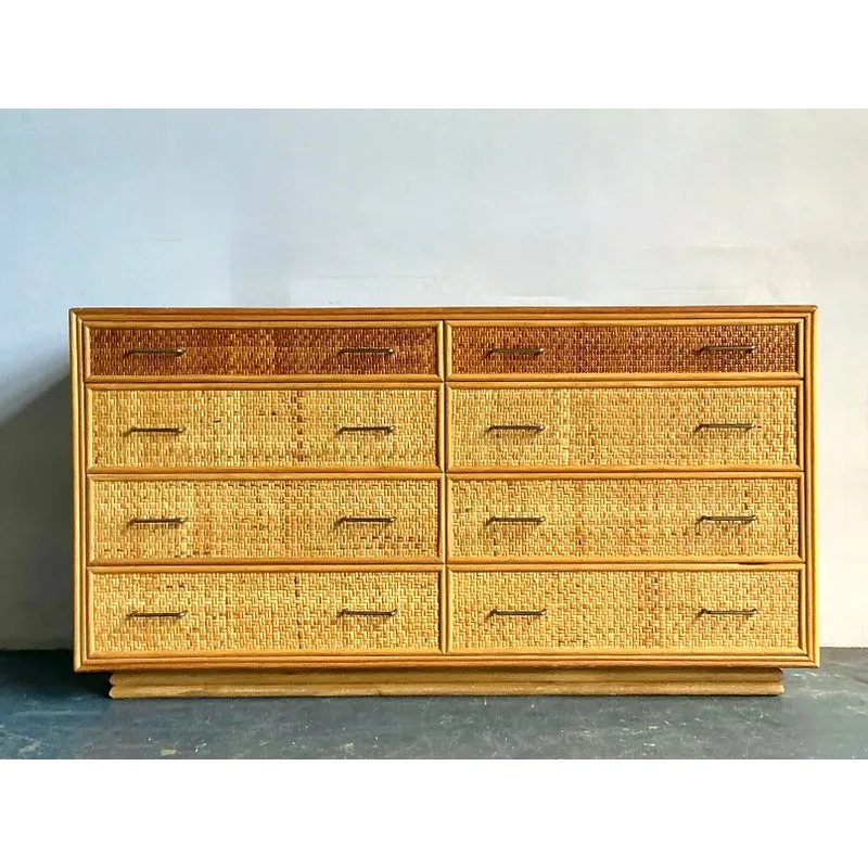Vintage Boho Woven Rattan Dresser — additional photo 4