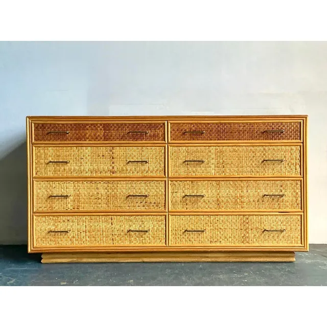 Vintage Boho Woven Rattan Dresser — additional photo 5