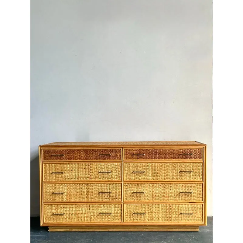 Vintage Boho Woven Rattan Dresser — additional photo 5