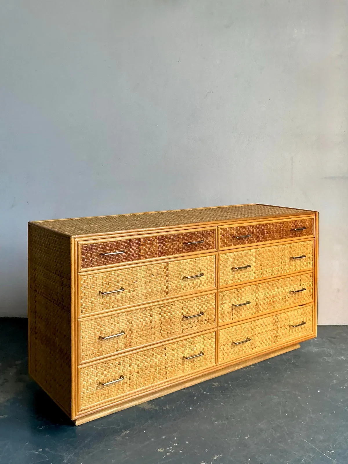 Vintage Boho Woven Rattan Dresser — additional photo 6