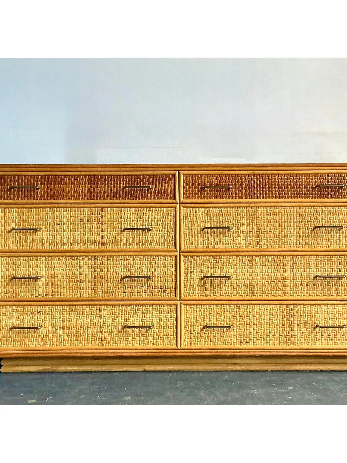 Vintage Boho Woven Rattan Dresser — additional photo 8