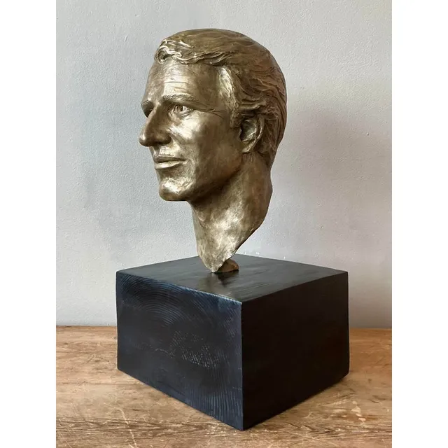 Vintage Boho Original Cast Bronze Bust of Paul Newman — additional photo 3