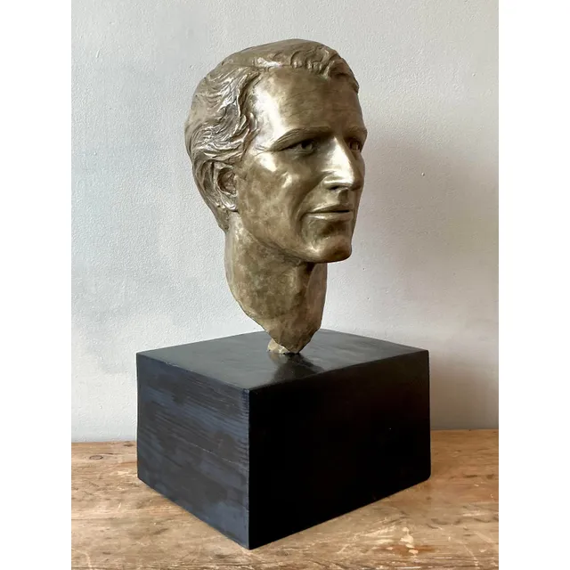 Vintage Boho Original Cast Bronze Bust of Paul Newman — additional photo 5