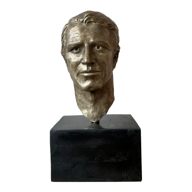 Vintage Boho Original Cast Bronze Bust of Paul Newman — additional photo 1