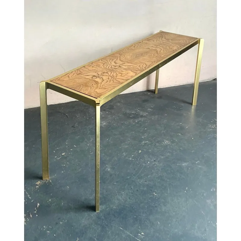 Vintage Boho Brass and Burl Console Table — additional photo 3