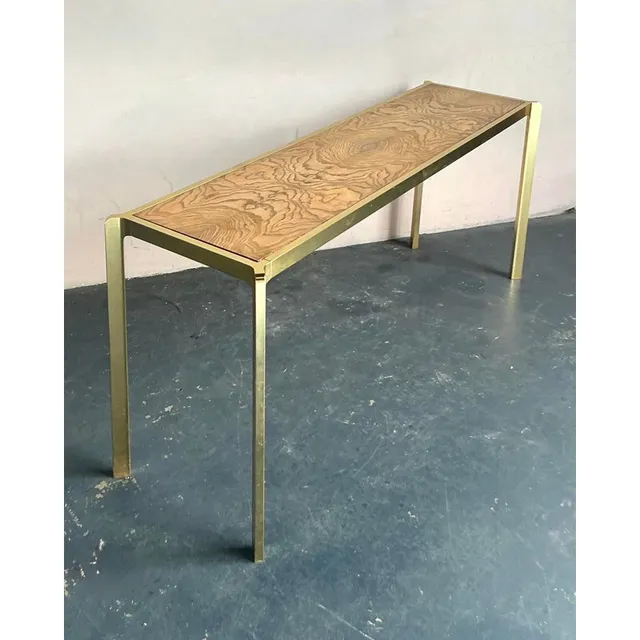 Vintage Boho Brass and Burl Console Table — additional photo 3